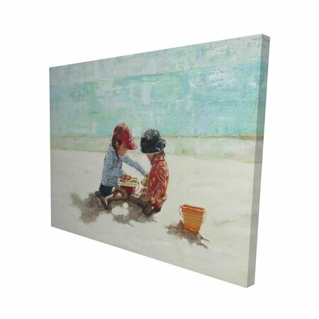 FONDO 16 x 20 in. Little Girls At The Beach-Print on Canvas FO2793093